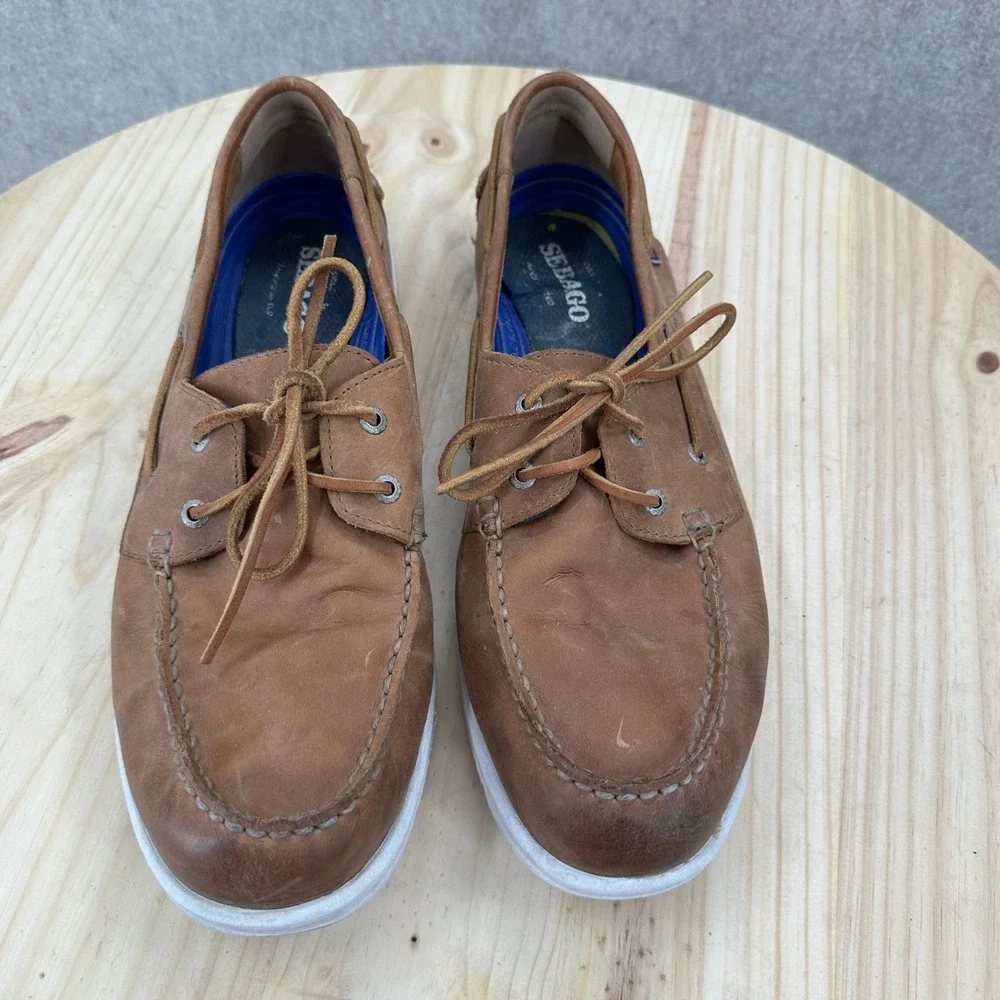 Sebago Litesides Mens 13W Brown Leather Boat Shoes Moc Toe Casual Deck‎